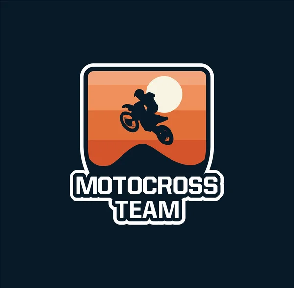 Emblem märke motocross hoppa logotyp klistermärke vektor design — Stock vektor