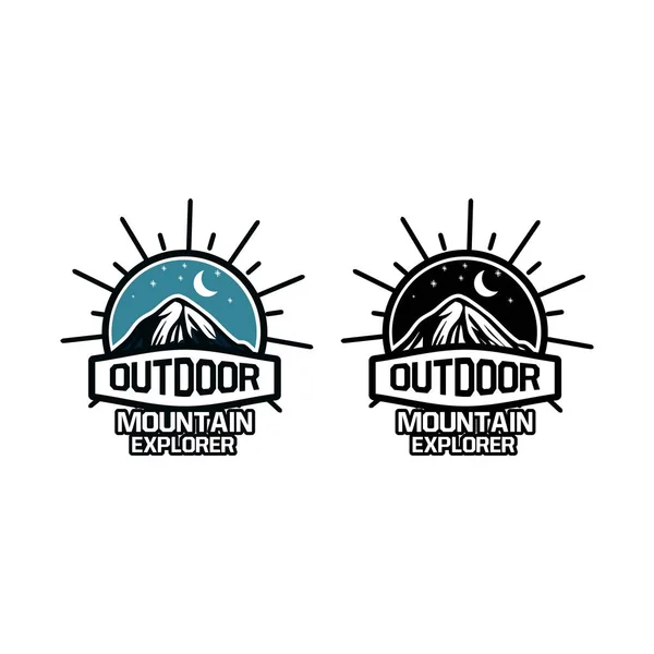 Venkovní horský objevitel, citace pro design trička, slogan a slovní motivace pro horskou turistiku — Stockový vektor