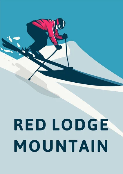 Red Lodge dağ poster tasarımı basit illüstrasyon