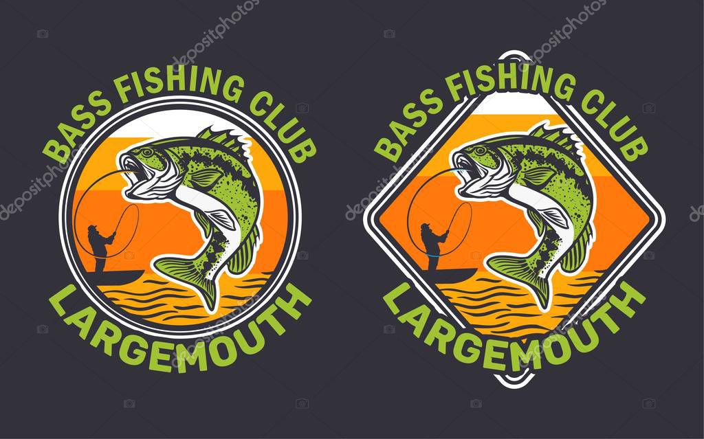 Largemouth bass fishing club, big bass jump on the water catching by man on kayak fishing