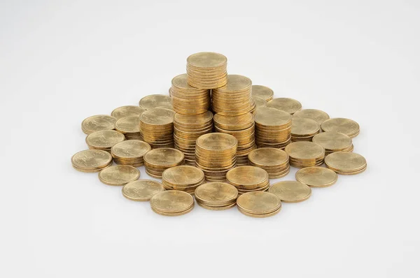 Pile of gold coins on white background — Stock Photo, Image