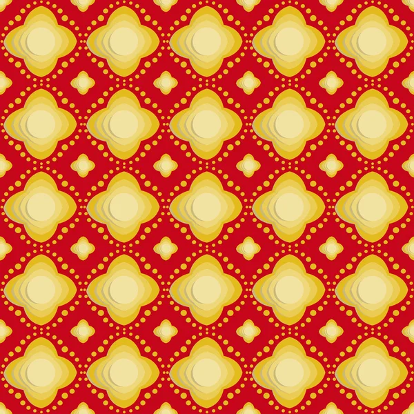 Gold flower on red background seamless patterns — Stock Photo, Image