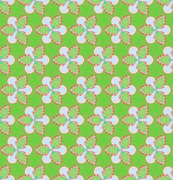 Green flower and ivy on green background Christmas seamless patterns — Stock Photo, Image