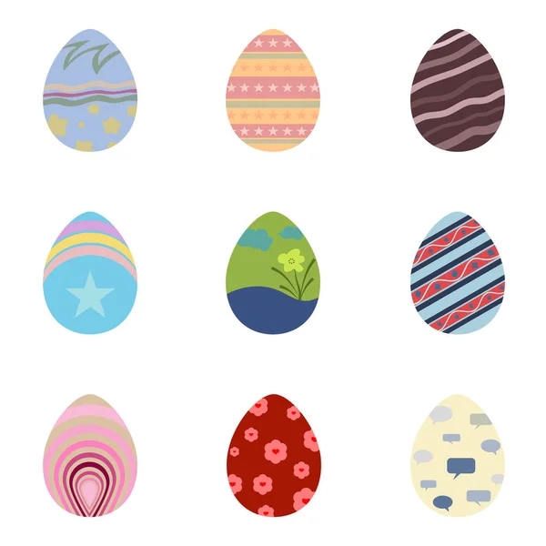 Set Easter Eggs Colorful Texture White Background Use Happy Easter — Stock Vector