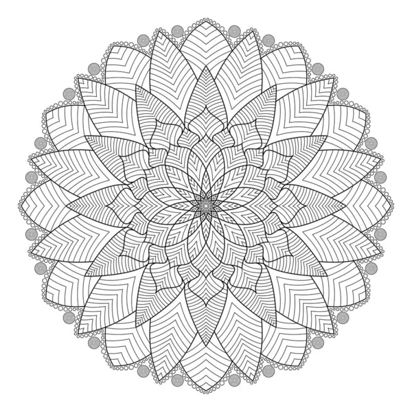 Patrón Circular Mandala Con Flores Hojas Para Colorear Libro Para — Vector de stock