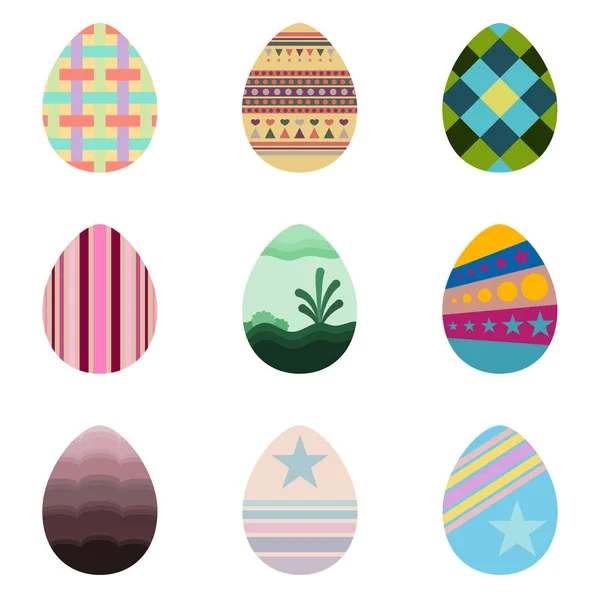Set Easter Eggs Beautiful Texture White Background Use Happy Easter — Stock Vector