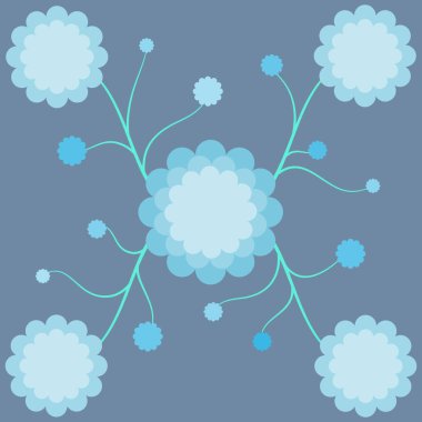 Koyu arkaplanı olan güzel açık mavi çiçek, bilgi vektörü illüstrasyonu ve kopyalama alanı.
