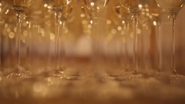 Glazen met wijn op een feestje. — Stockvideo
