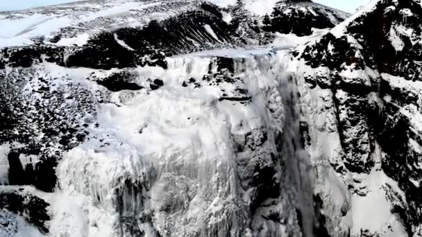 アイスランドのskogafoss滝の空中ビュー — ストック動画