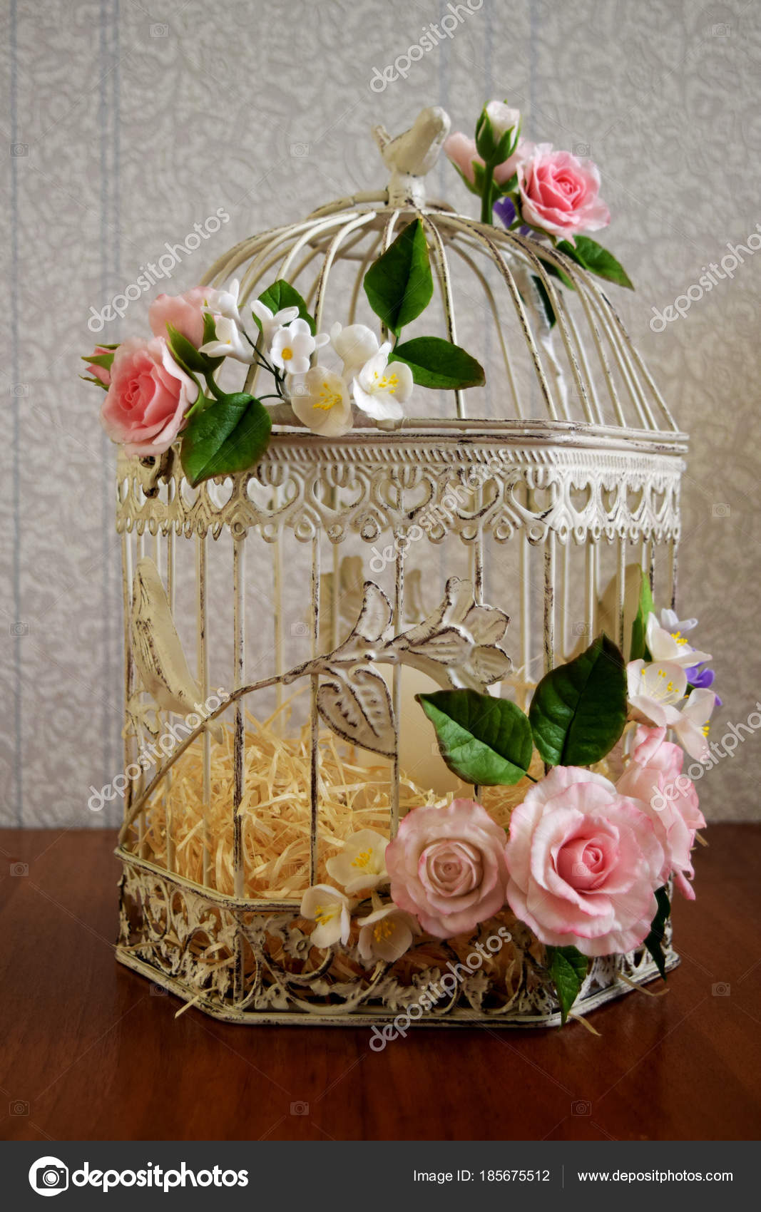 Bird Cage With Spring Blossom Flowers Wedding Decorations