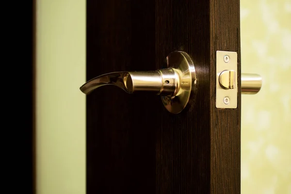 ประตูสีน้ําตาลกับ doorknob — ภาพถ่ายสต็อก