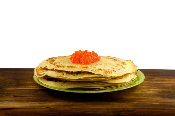 Pancake tradisional Rusia dengan kaviar merah — Stok Foto