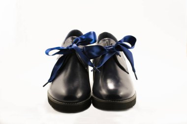 Güzel koyu mavi deri kadın çizme.