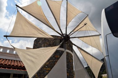 Yel değirmenleri Lassithi Yaylası, Crete, Yunanistan