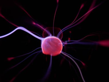 plasma in a plasma ball close-up view