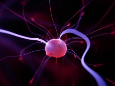 plasma in a plasma ball close-up view