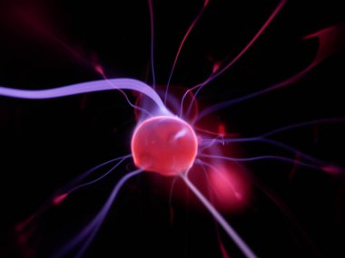 plasma in a plasma ball close-up view