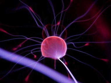 plasma in a plasma ball close-up view
