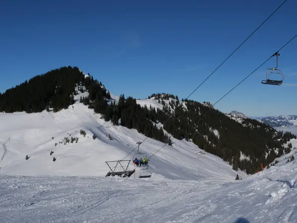 Suiza Estación Esquí Invierno — Foto de Stock