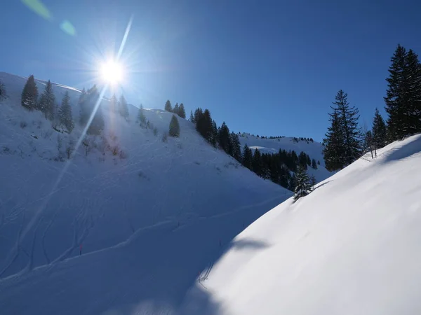 Szwajcaria Zimowy Ośrodek Narciarski — Zdjęcie stockowe