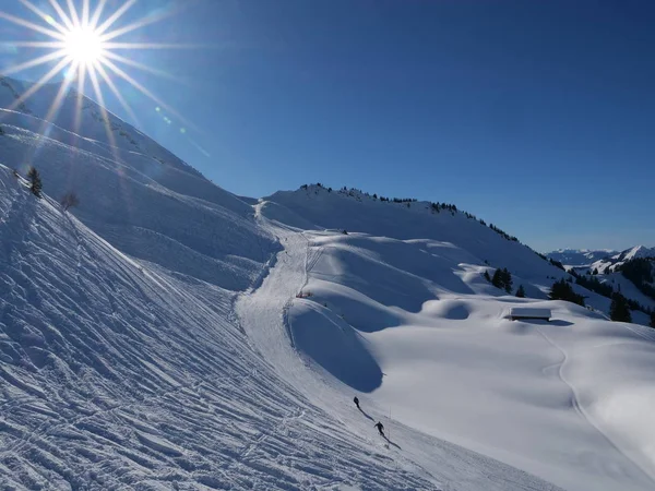 Švýcarsko Zimní Lyžařské Středisko — Stock fotografie