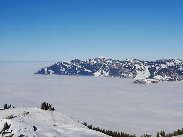 Zimní Lyžařská Oblast Švýcarsku — Stock fotografie