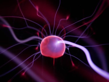 plasma in a plasma ball close-up view