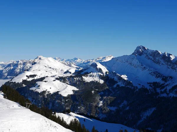 Suiza Estación Esquí Invierno — Foto de Stock