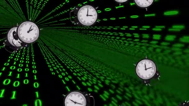 Imágenes Del Concepto Tiempo Datos Con Relojes Alarma — Vídeos de Stock