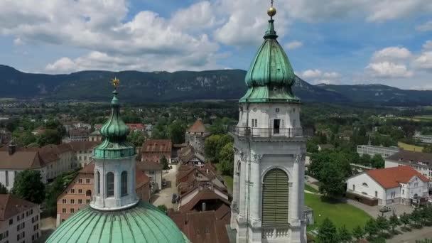 Sveitsin Katedraali Solothurn Barokki Kaupunki — kuvapankkivideo