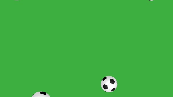 Footage Falling Soccer Balls Green Background — Stock Video