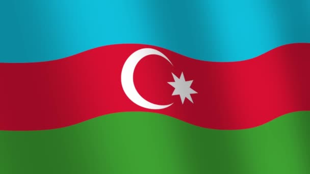 Vista Cerca Bandera Onduladora Azerbaiyán Visión Marco Completa — Vídeo de stock