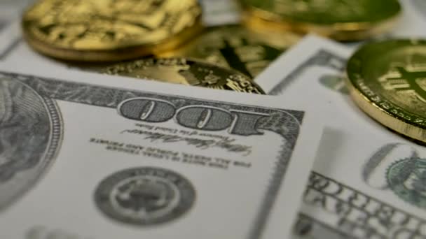 Dönen Paralar Dolar Banknotları Olan Görüntüler Yakın Plan Seçici Odak — Stok video