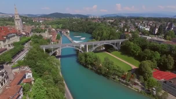 Sviçre Nin Başkenti Bern Deki Kirchenfeldbrcke Geniş Açı Temmuz 2016 — Stok video