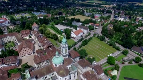 Szwajcarska Katedra Solothurn Barokowym Mieście — Wideo stockowe