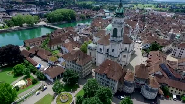 Solothurn Baroque市的瑞士大教堂 — 图库视频影像