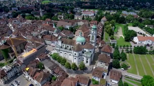 Cattedrale Svizzera Soletta Città Barocca — Video Stock