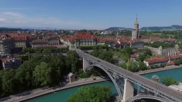 Krajobraz Miejski Bundeshaus Bernie Słoneczny Dzień Szwajcaria — Wideo stockowe