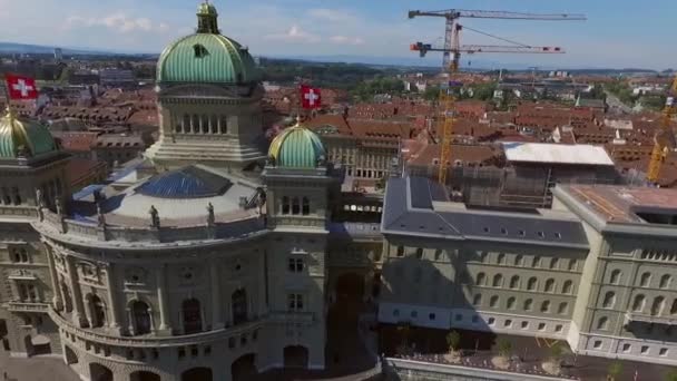 Cityscape Bundeshaus Bern Sunny Day Switzerland — Stock Video