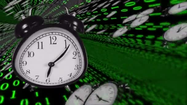 Imágenes Del Concepto Tiempo Datos Con Relojes Alarma — Vídeo de stock