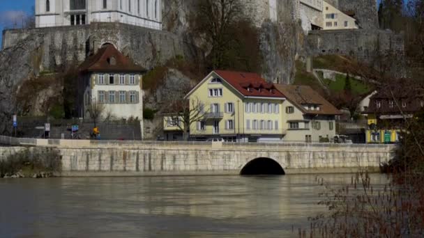 Aarburg Sviçre Nin Aargau Kantonundaki Zofingen Bölgesinde Tarihi Bir Kasaba — Stok video