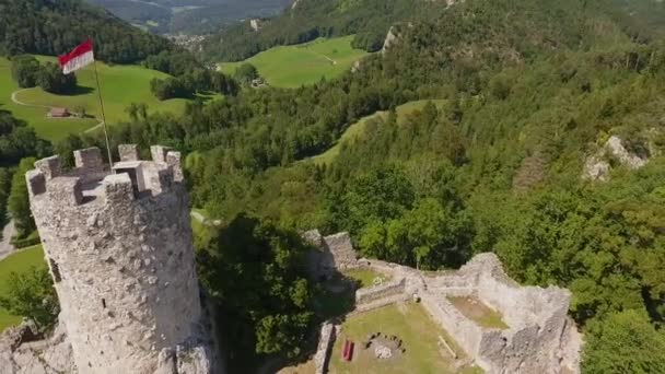 Aerial View Burg Eltz Medieval Castle Green Hills Valley Moselle — Stock Video