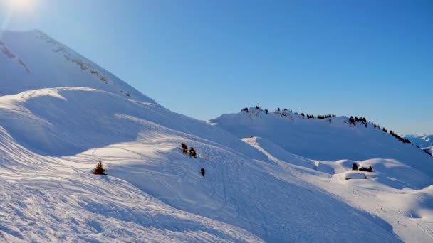 Снежные Пейзажи Горнолыжного Курорта Швейцарии — стоковое видео