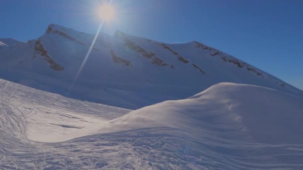 Snöiga Landskap Skidorten Schweiz — Stockvideo