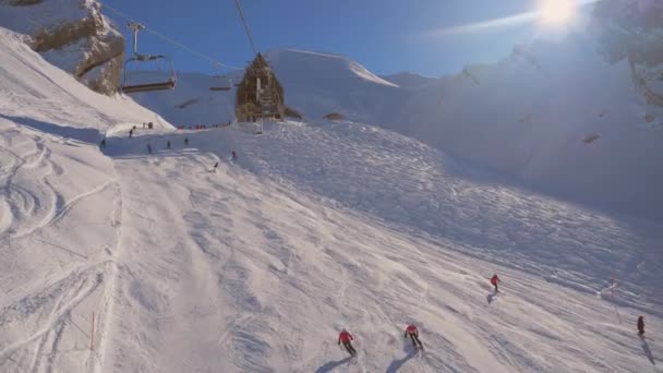 Vista Panorámica Estación Esquí Suiza — Vídeos de Stock