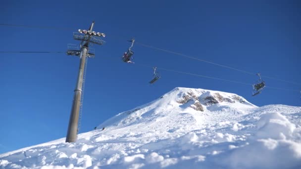 Snöiga Landskap Skidorten Schweiz — Stockvideo
