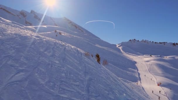 Paisajes Nevados Estación Esquí Suiza — Vídeo de stock