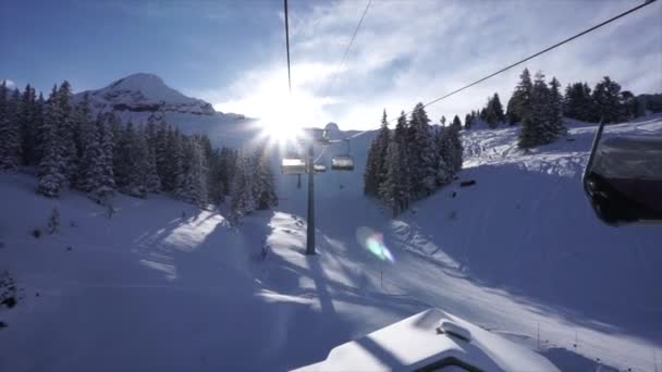 Paesaggi Innevati Della Stazione Sciistica Svizzera — Video Stock