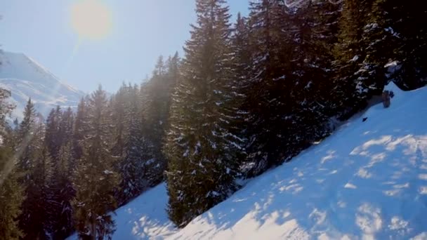 スイスのスキー場の雪景色 — ストック動画