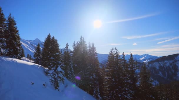 Berglandskap Med Snöiga Toppar — Stockvideo